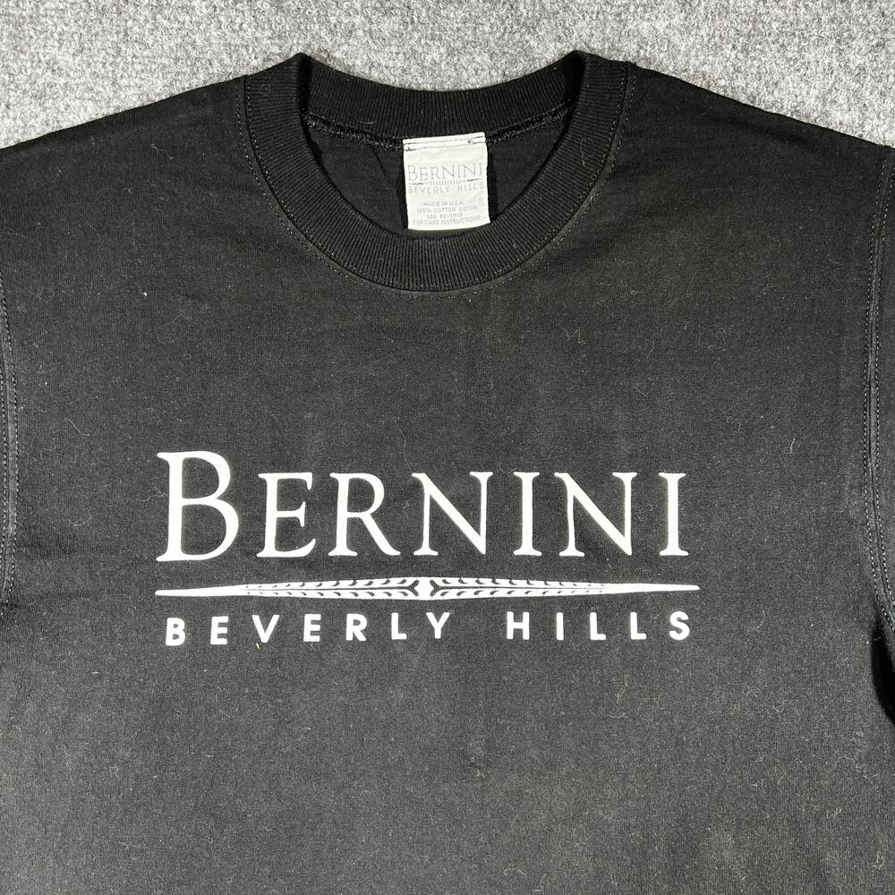 Vintage 90s Bernini Beverly Hills T-Shirt Black Single Stitch Small